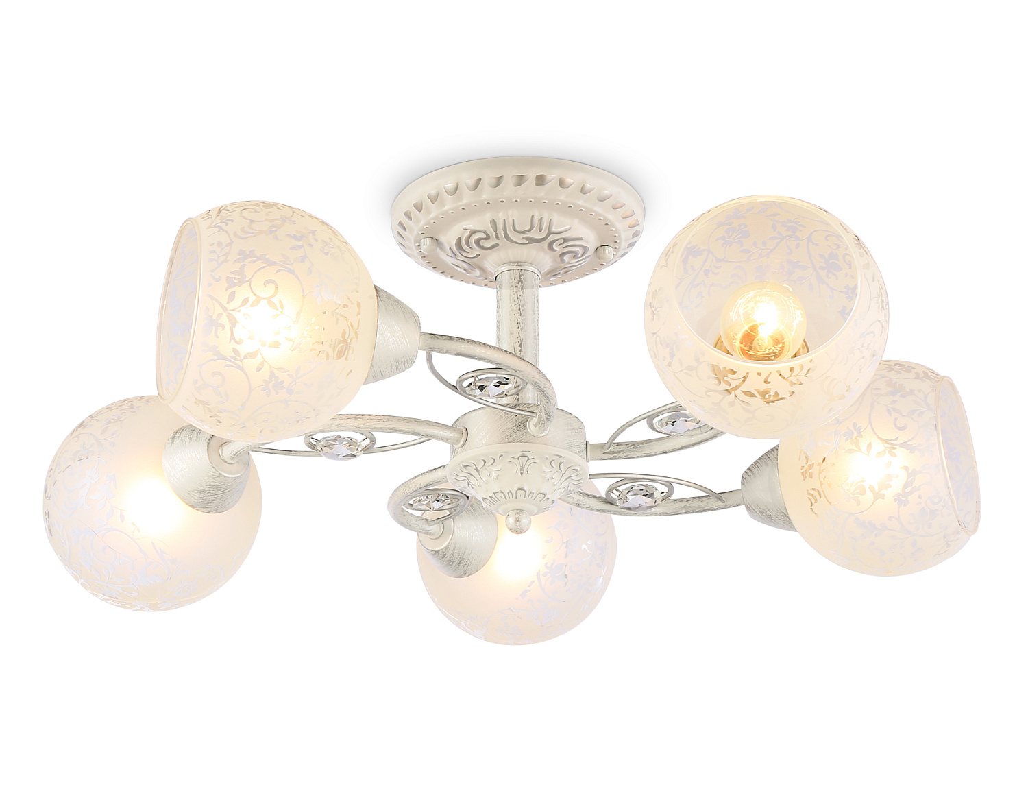 Потолочная люстра TR3062/5 WH/SL/FR белый/серебро/белый матовый E27/5 max 40W D615*245