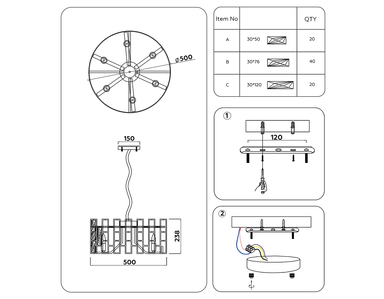 Подвесная люстра с хрусталем TR5061/6 GD/CL золото/прозрачный E14/6 max 40W D500*938