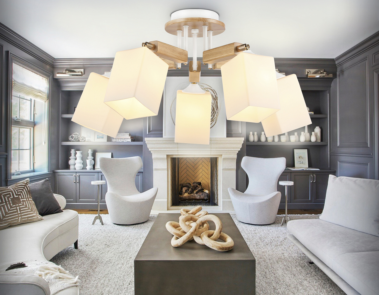 Подвесная люстра TR9518/5 WH/GD/FR белый/золото/белый матовый E27*5 max 40W D670*260