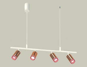 Комплект подвесного поворотного светильника с композитным хрусталем XB9001350/4 SWH/PPG/PI белый песок/золото розовое полированное/розовый MR16 GU5.3