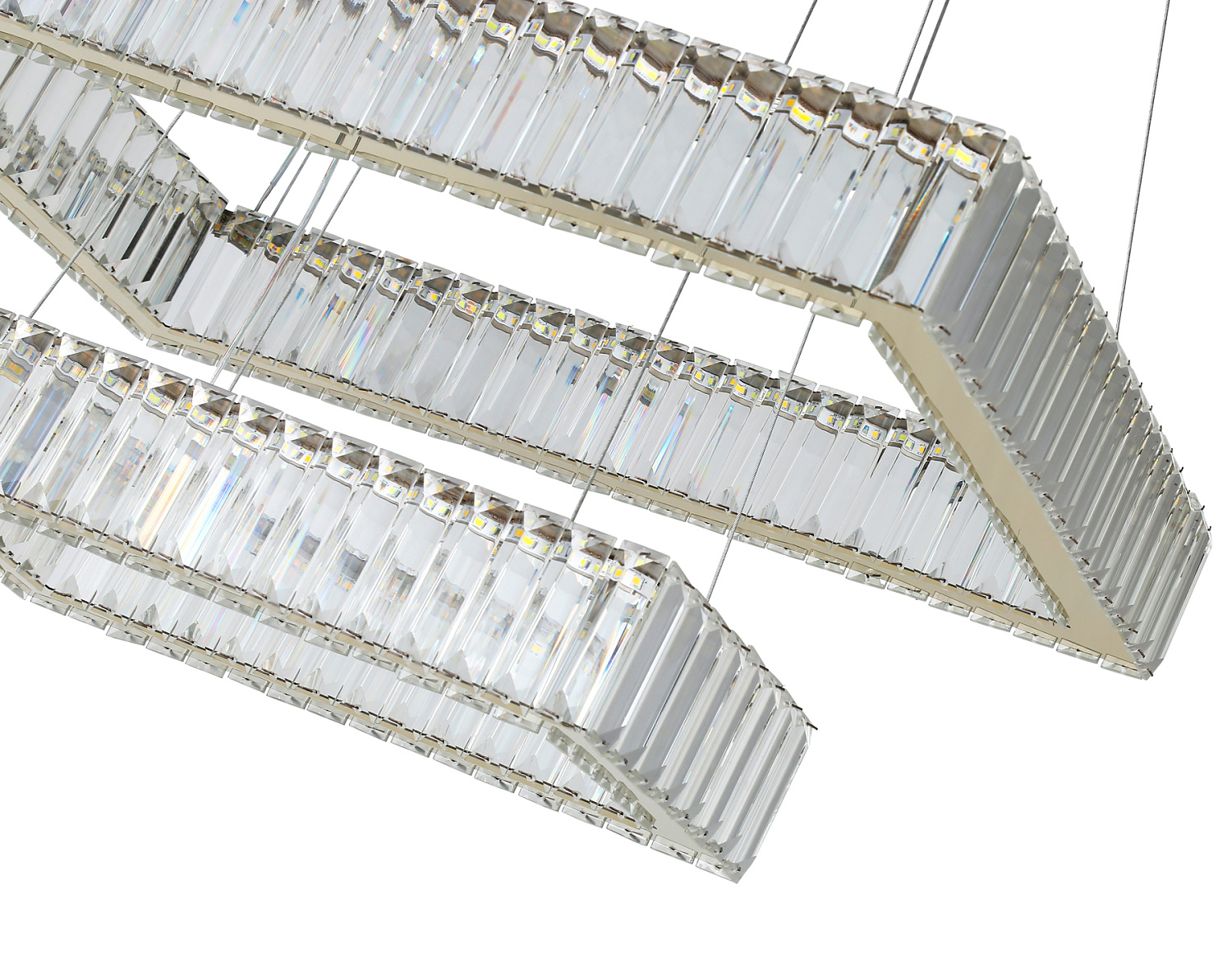 Подвесная светодиодная люстра с хрусталем TR5007/2 GD/CL золото/прозрачный 90W 3000K/4200K/6400K 600*400*950 (Без ПДУ)