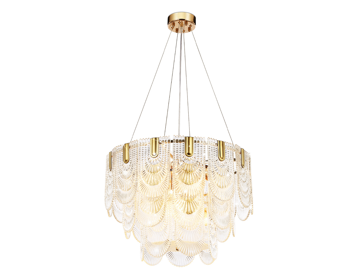 Подвесная люстра с хрусталем TR5388/12 GD/FR золото/белый матовый E27*12 max 40W D600*400