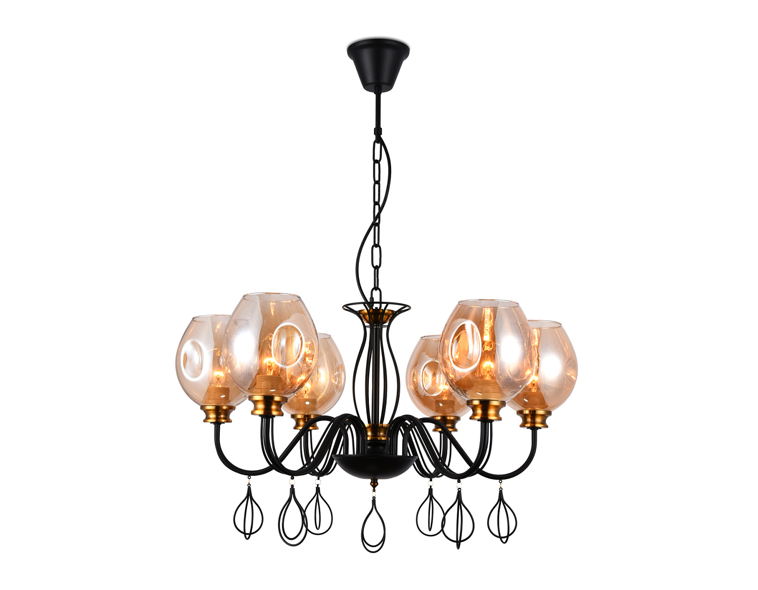 Подвесная люстра TR9055/6 BK/TI черный/янтарь E27 max 40W D700*850