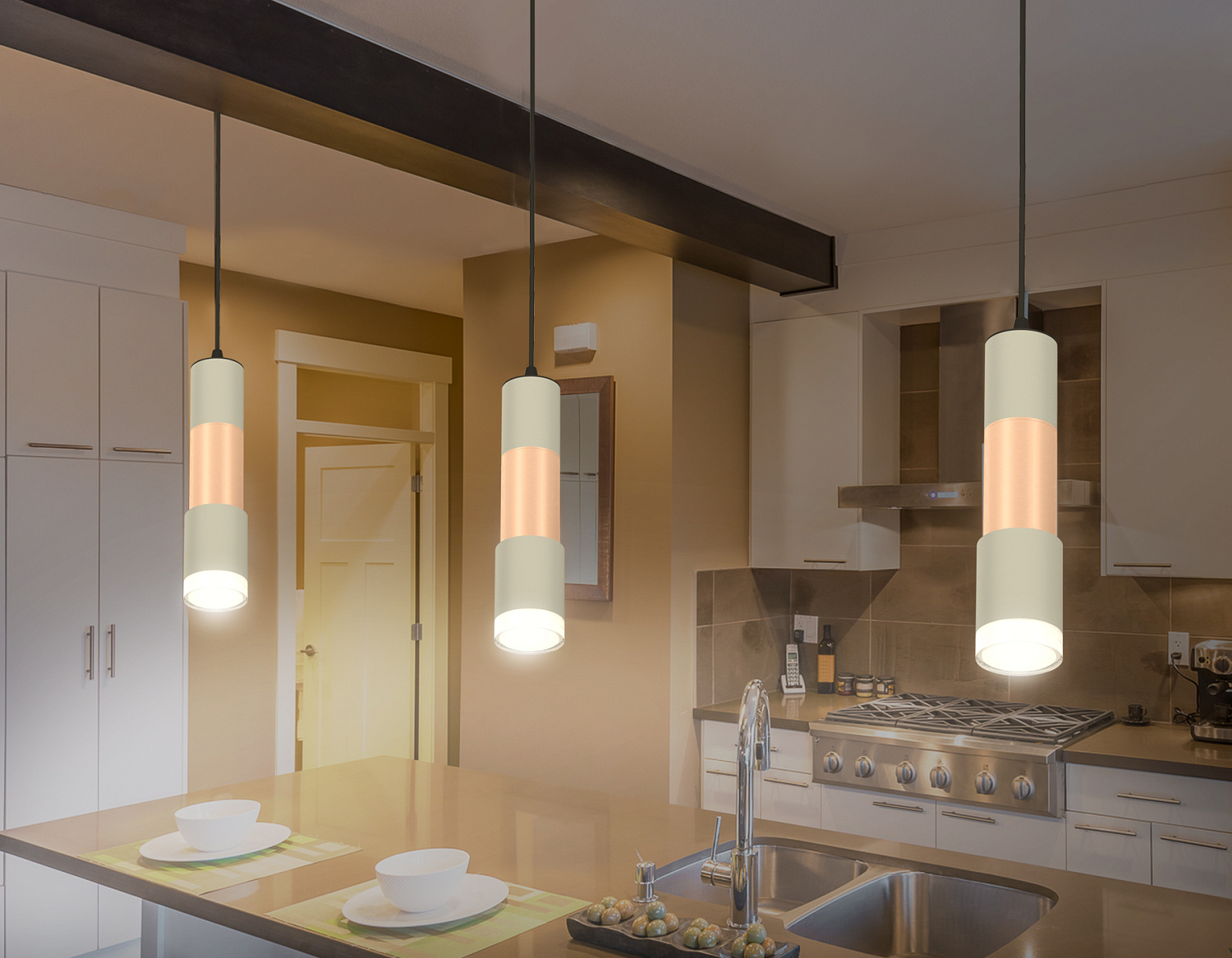 Комплект подвесного светильника XP7423062 SGR/PPG/CL серый песок/золото розовое полированное/прозрачный MR16 GU5.3