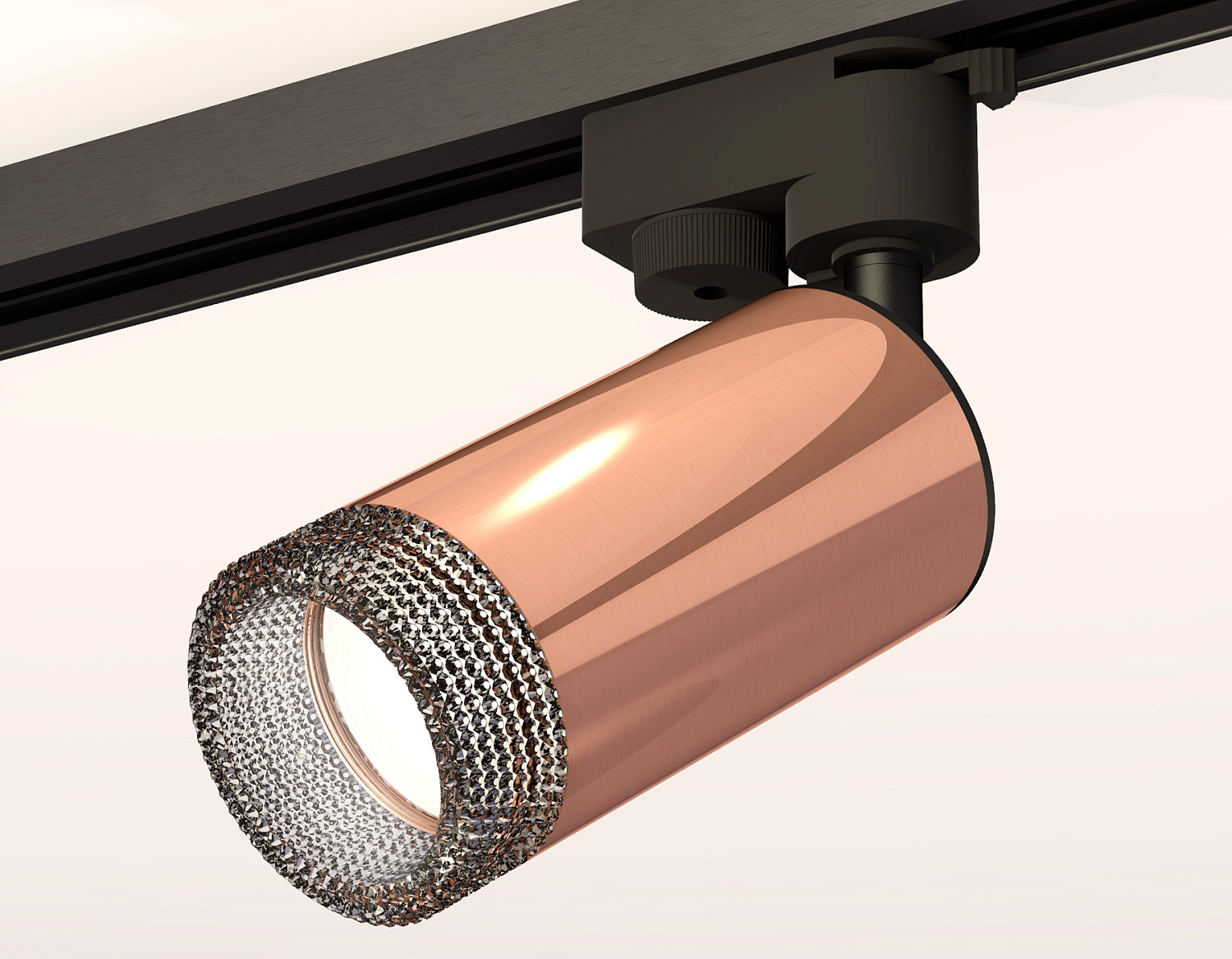 Комплект трекового однофазного светильника с композитным хрусталем XT6326011 PPG/SBK/BK золото розовое полированное/черный песок/тонированный MR16 GU5.3