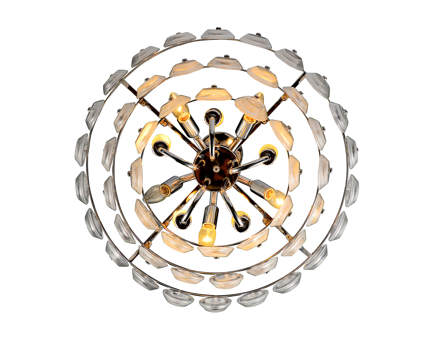 Подвесная люстра с хрусталем TR5177/10 CH/CL/FR хром/прозрачный/белый матовый E14/10 max 40W D600*1050