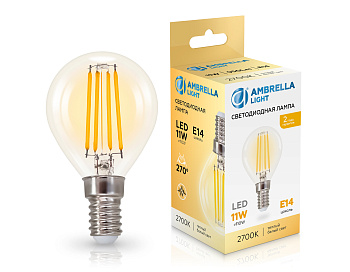 Лампа светодиодная Шар P45 11W 2700K 451133 Filament LED P45 11W E14 2700K 220-240V