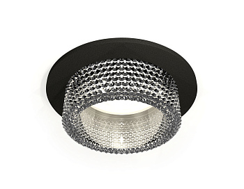 Комплект встраиваемого светильника с композитным хрусталем XC6513040 SBK/CL черный песок/прозрачный MR16 GU5.3 (C6513, N6150)