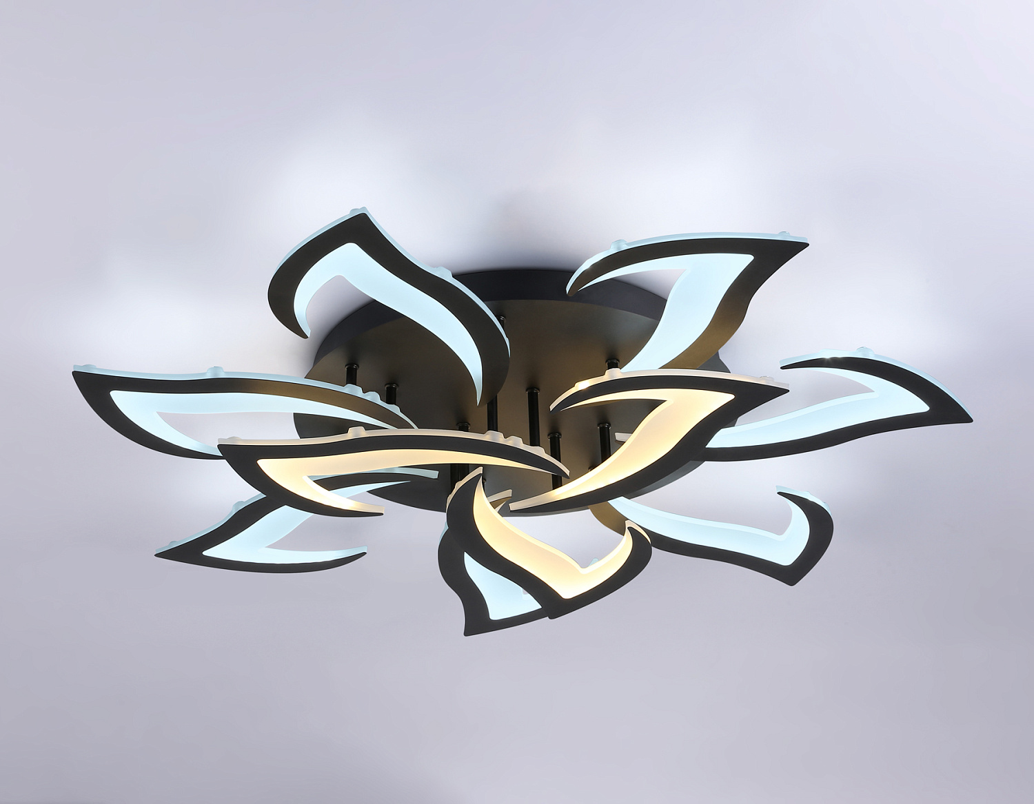 Потолочный светодиодный светильник с пультом FA4474/7+3 BK черный 112W 3000+6400K/4200K/6400+3000K D850*120 (ПДУ ИК)