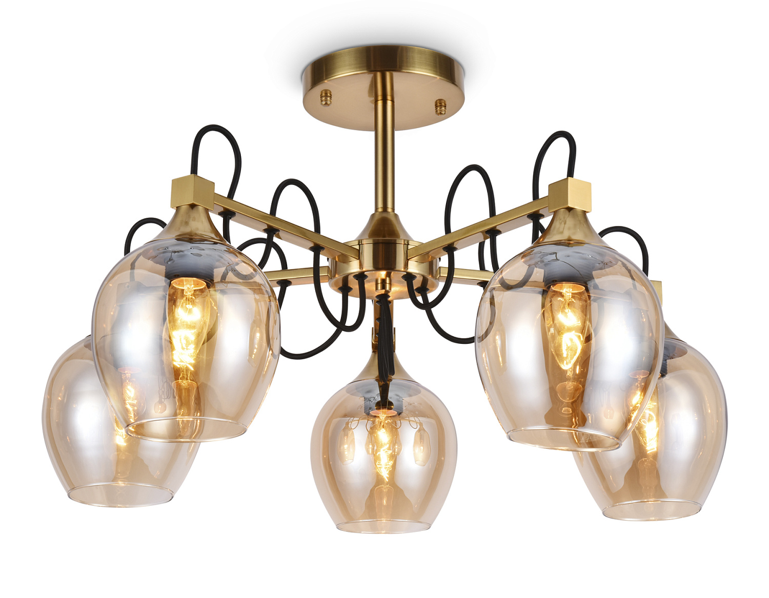 Подвесная люстра со сменными лампами TR9061/5 SB/TI бронза/янтарь E27 max 40W D620*380