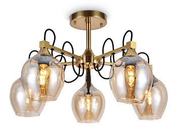 Подвесная люстра со сменными лампами TR9061/5 SB/TI бронза/янтарь E27 max 40W D620*380
