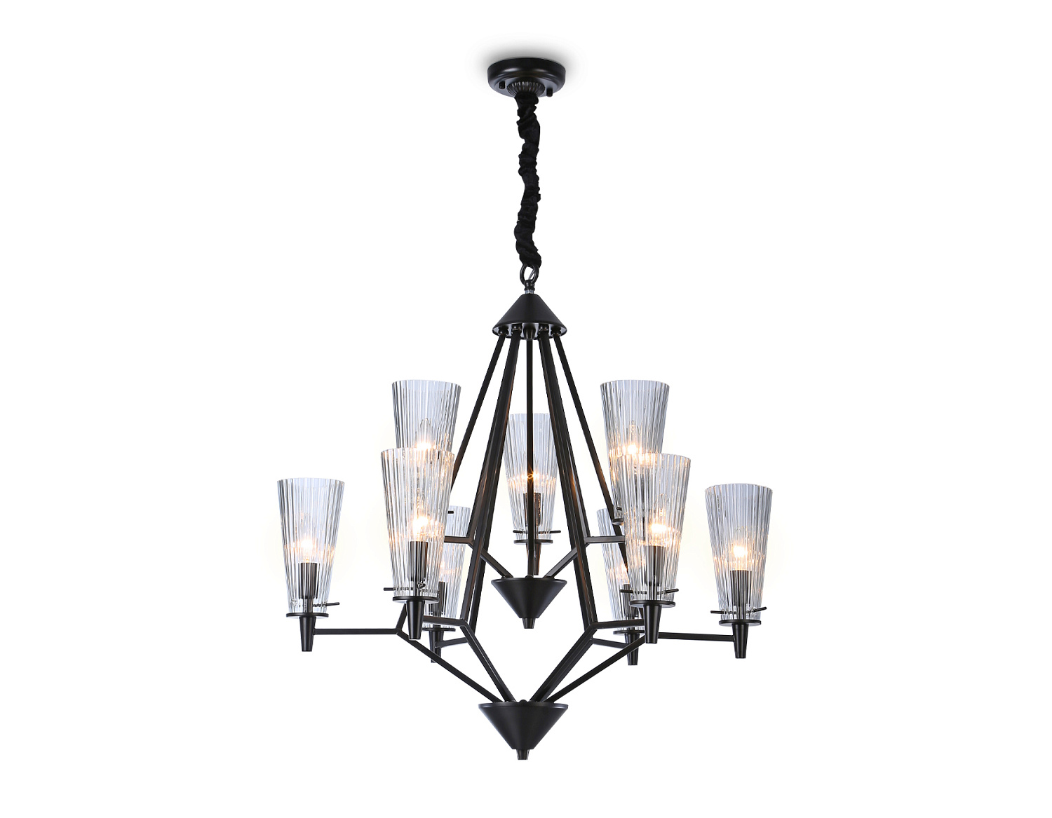 Подвесная люстра со сменной лампой TR3238/6+3 BK черный E14/9 max 40W D730*720