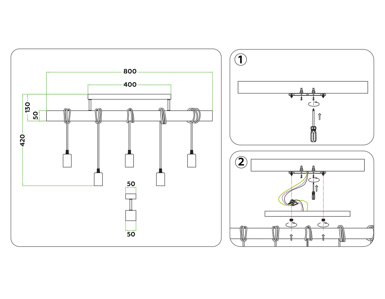 Подвесной светильник в стиле лофт TR8183/5 BK/LW черный/светлое дерево E27*5 max 40W 800*50*420