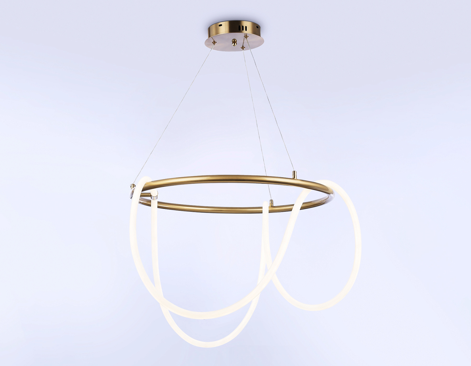 Подвесной светодиодный светильник с пультом FL10503 BS латунь 3000K/4200K/6400K 74W D600*1200 (ПДУ РАДИО 2.4G)