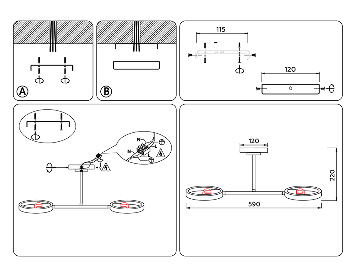 Подвесной светильник со сменной лампой TR8243/2 WH/LWD белый/светлое дерево E27/2 max 40W 590*165*220