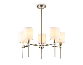 Люстра с абажурами на штанге LH72371/5 DBS/WH темная латунь/белый E14/5 max 40W D680*720