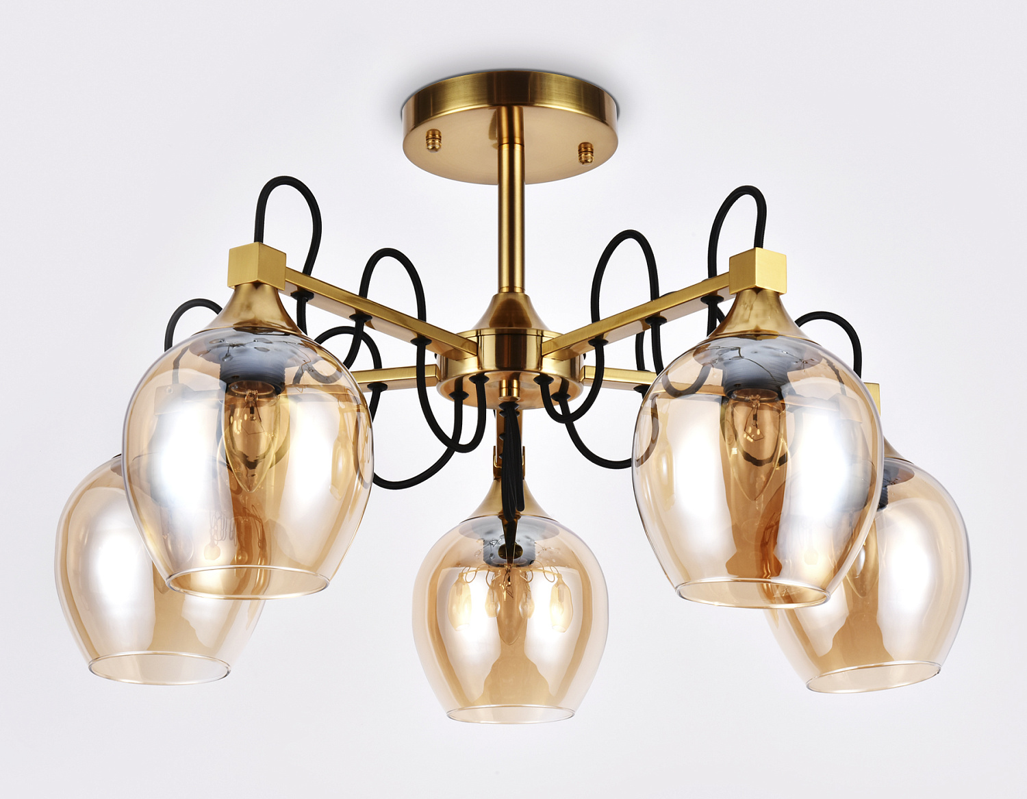 Подвесная люстра со сменными лампами TR9061/5 SB/TI бронза/янтарь E27 max 40W D620*380