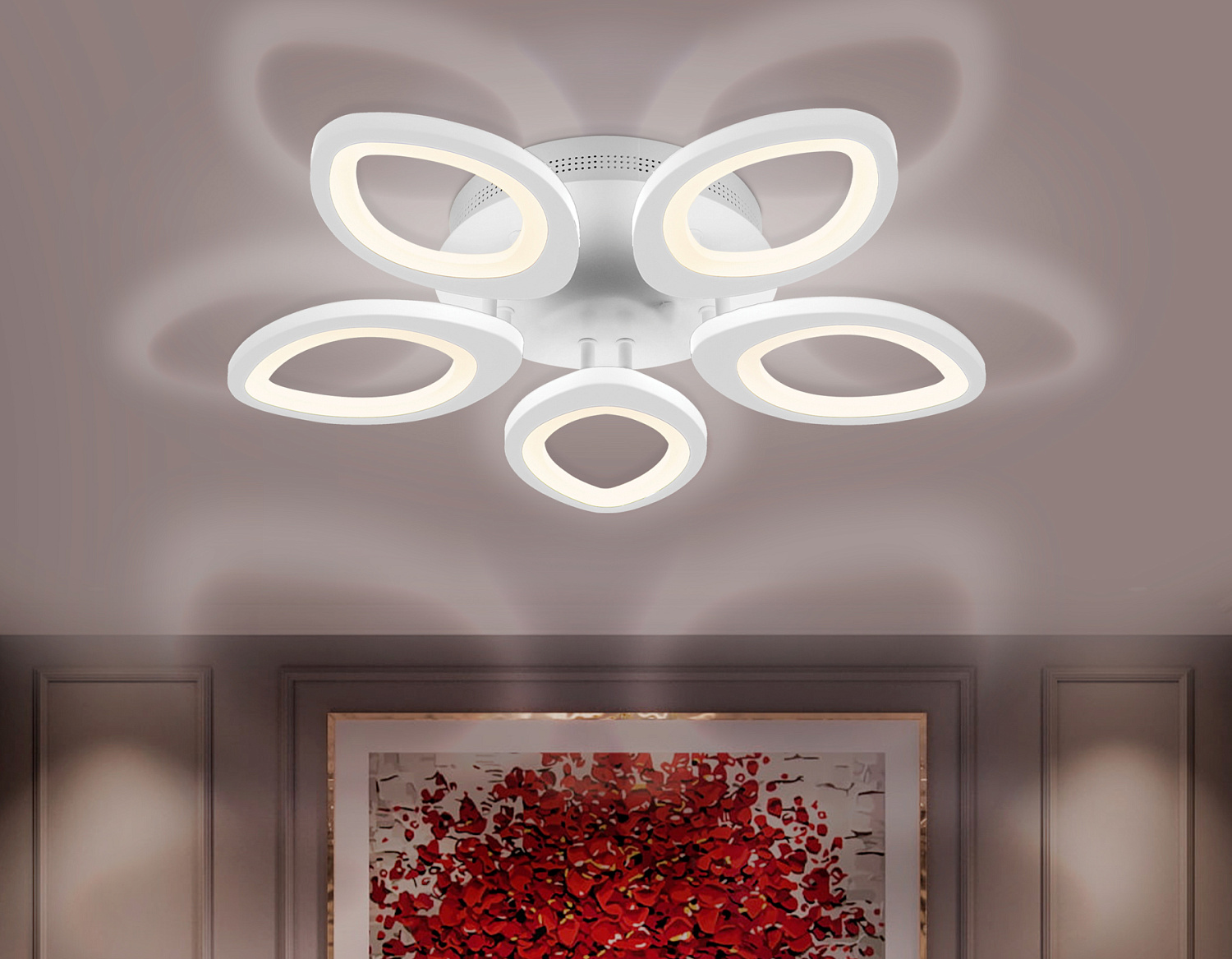 Потолочный светодиодный светильник с пультом FA4492/5 WH белый 4200K/3000K/6400K 63W D520*85 (ПДУ ИК)