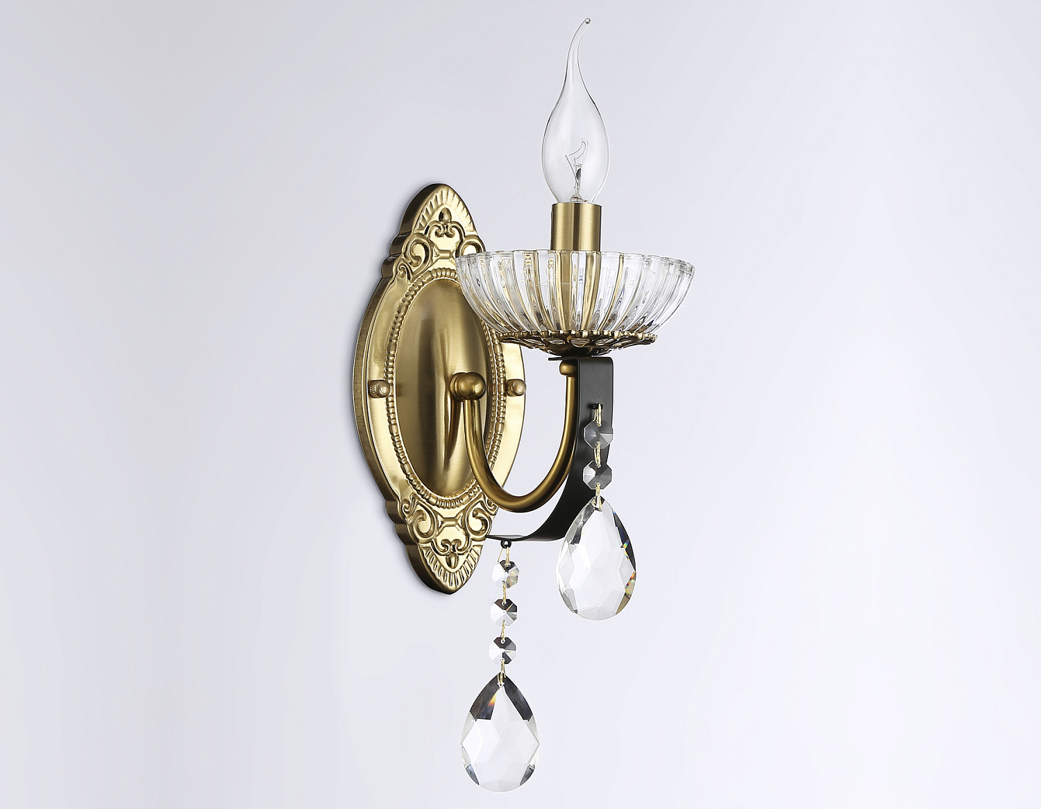 Настенный светильник с хрусталем TR4954 BK/GD/CL черный/золото/прозрачный E14 max 40W 410*120*210