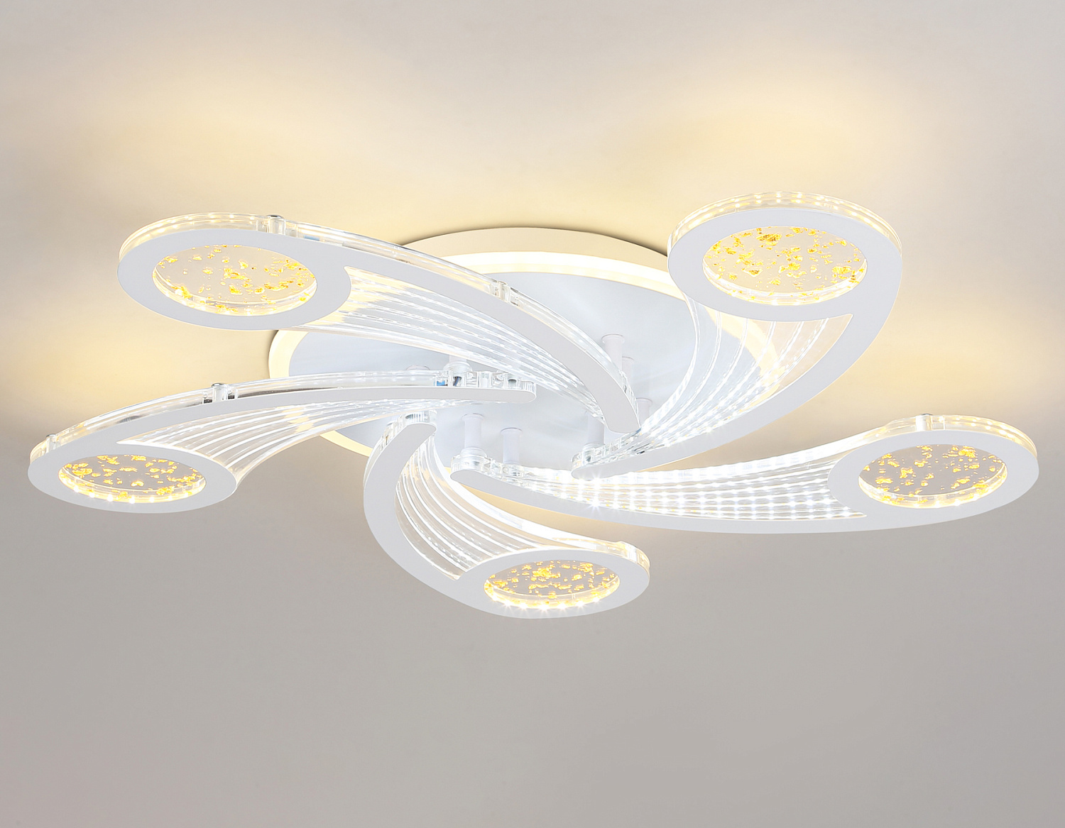 Потолочный светодиодный светильник с пультом FA4476/5 WH белый 98W 3000K+BL/4200K+PU/3000K+6400K D620*75 (ПДУ ИК)