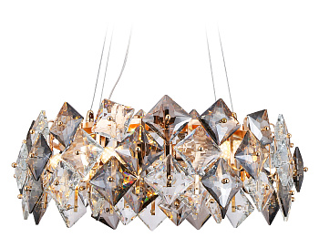 Подвесная люстра с хрусталем TR5186/6 GD/CL/SM золото/прозрачный/дымчатый E14/6 max 40W D550*1000