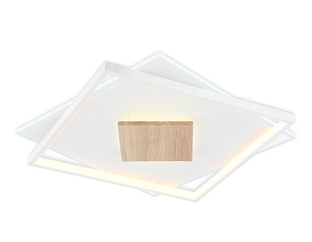 Светильник светодиодный потолочный FL4790 WH/WD белый/дерево 77W 3000-6000K 515*515*50 (без ПДУ)