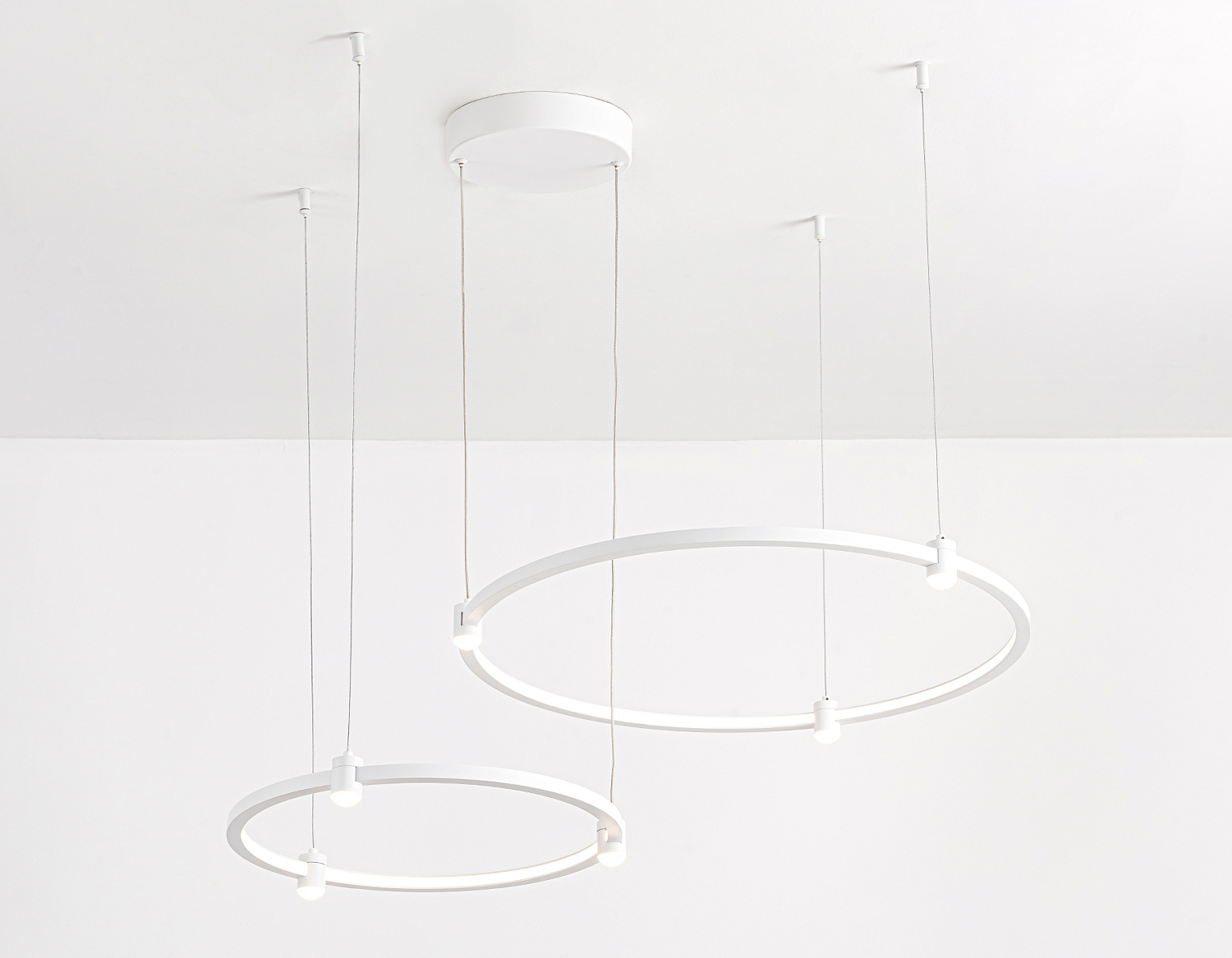 Подвесной светодиодный светильник FL5521/2+6 WH белый 45W 3000K/4200K/6400K D600/400*1300 (без ПДУ)