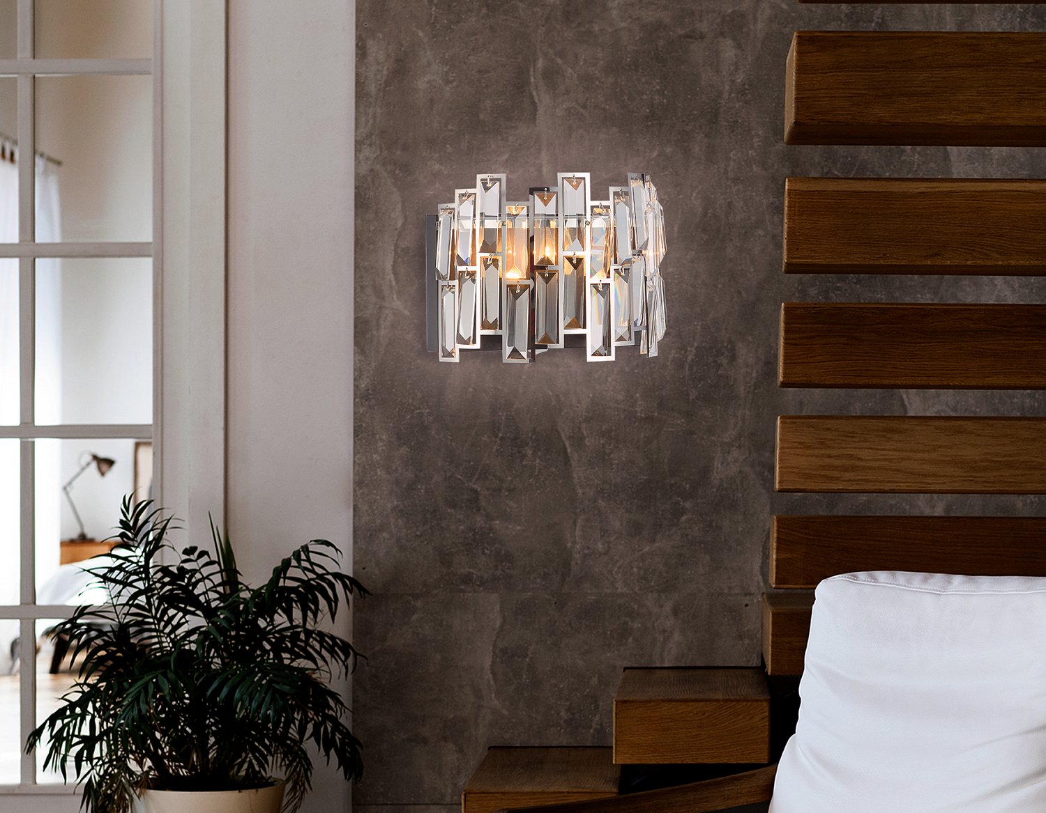 Настенный светильник с выключателем TR5056 CH/BK хром/черный E14/2 max 40W 250*200*140