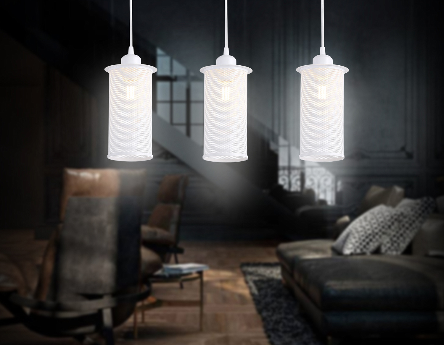 Подвесной светильник в стиле лофт TR8163/3 WH белый E27*3 max 40W 580*102*1060