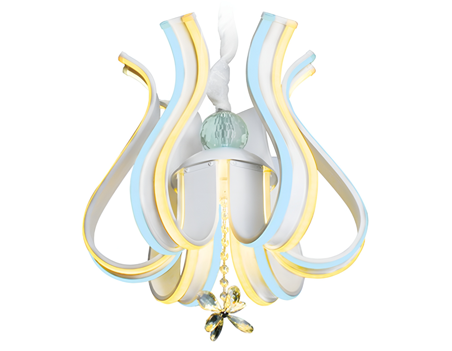 Подвесная светодиодная люстра с пультом FL112/6 WH белый 156W 460*460*400 (ПДУ РАДИО 2.4)