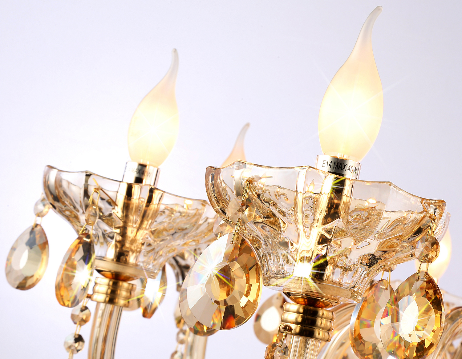 Подвесная классическая люстра с хрусталем TR4907/8 GD/TI золото/янтарь E14/8 max 40W D760*639