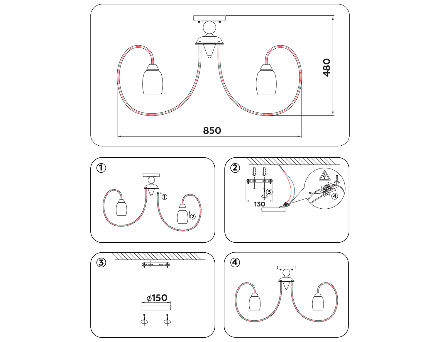 Потолочная люстра TR3120/6 WH/GD белый/золото E27 max 40W D850*480