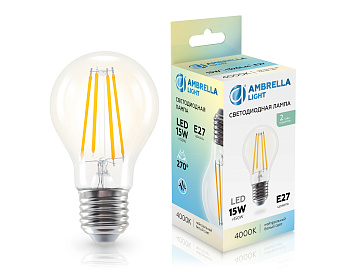 Лампа светодиодная Лон A60 15W 4000K 601514 Filament LED A60 15W E27 4000K 220-240V