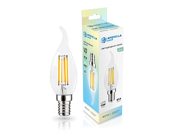 Лампа светодиодная Свеча на ветру CF35 11W 4000K 351124 Filament LED CF35 11W E14 4000K 220-240V