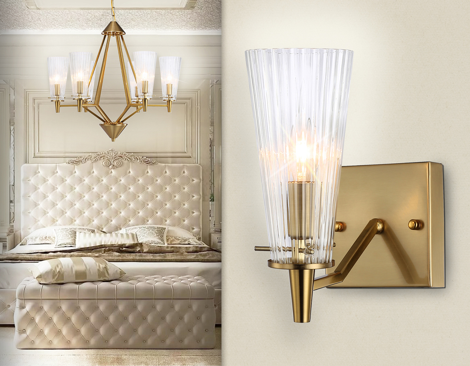 Настенный светильник TR3236 BS/FR латунь/белый матовый E14 max 40W 250*120*210