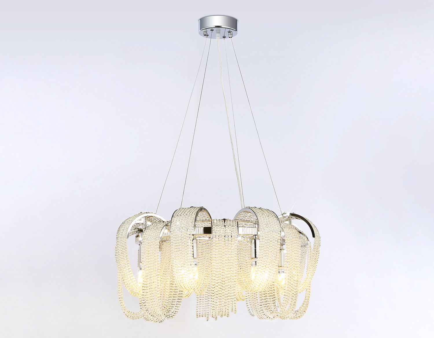 Подвесная люстра с хрусталем TR5377/8 CH/CL хром/прозрачный E14*8 max 40W D600*300