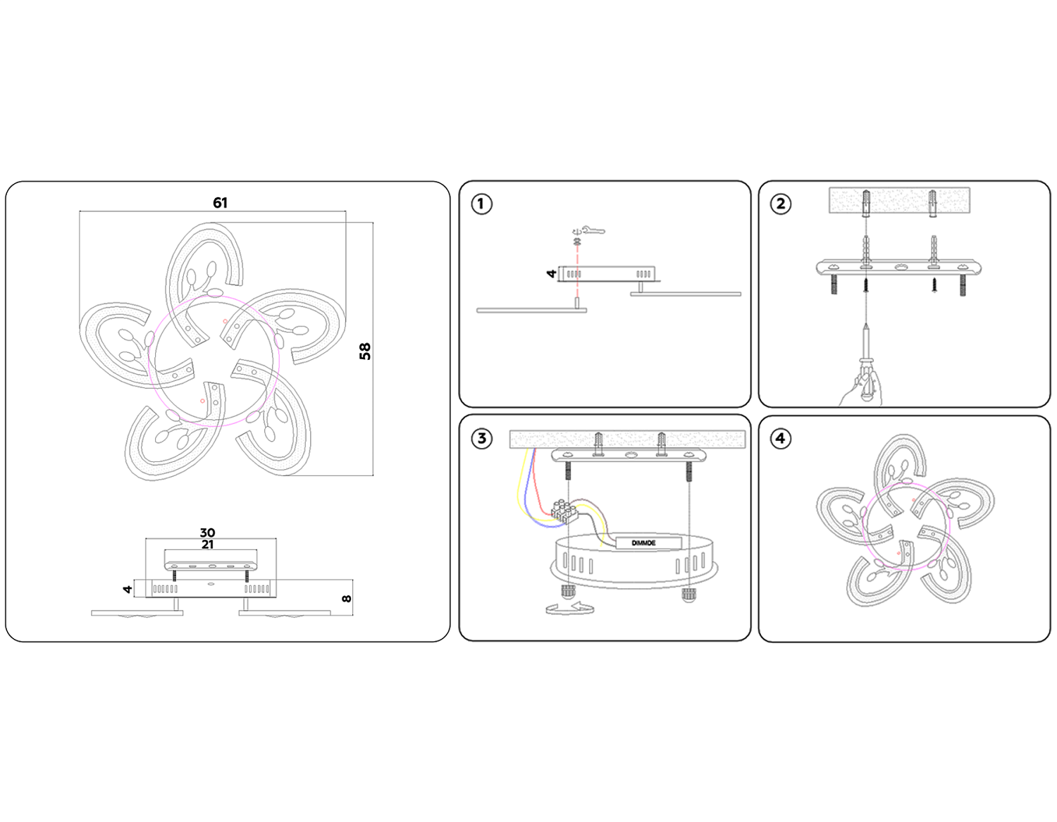 Потолочный светодиодный светильник с пультом FA512/5 WH белый 120W 610*580*80 (ПДУ РАДИО 2.4G)