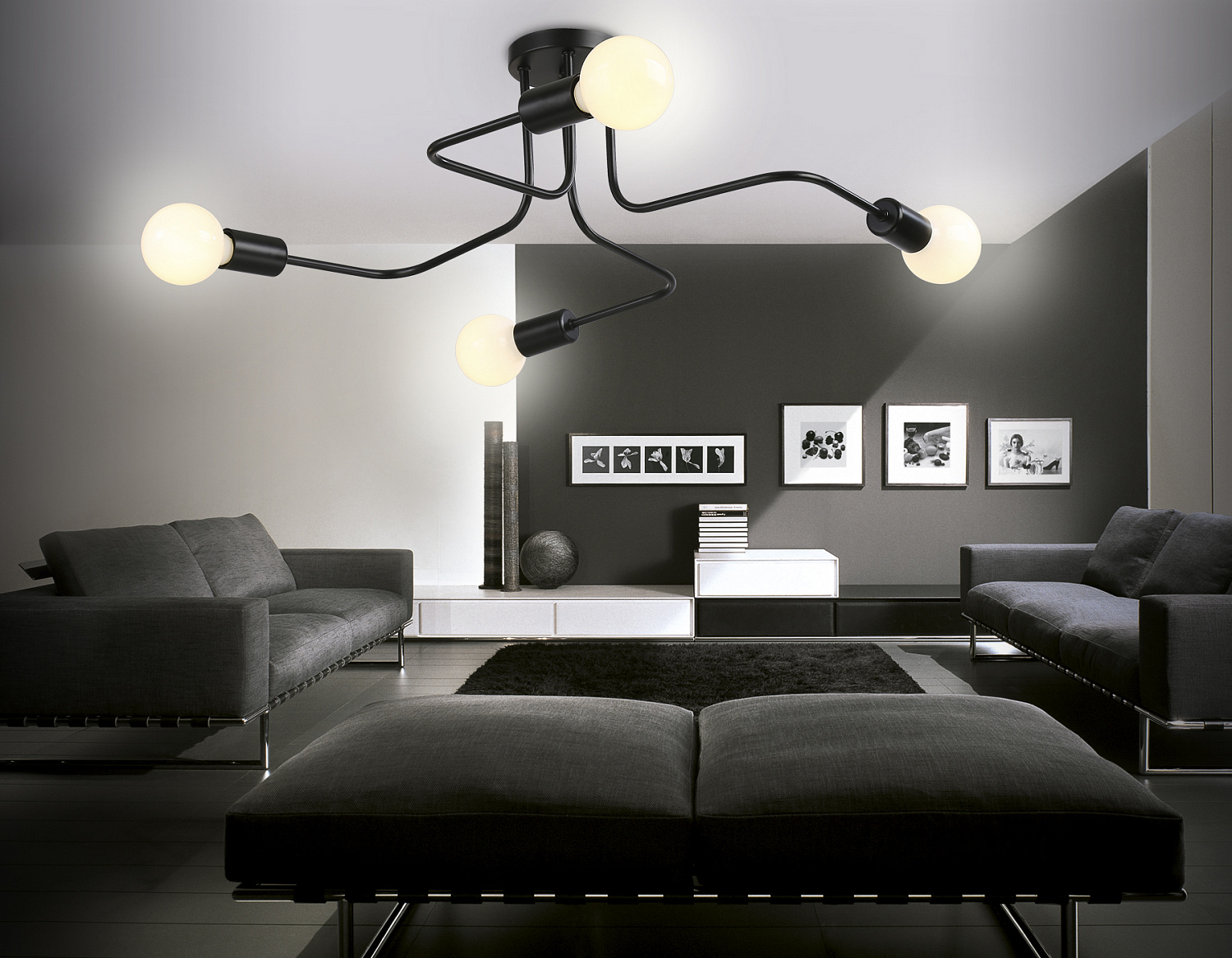 Потолочный светильник в стиле лофт TR8022/4 BK черный E27*4 max 40W D715*205