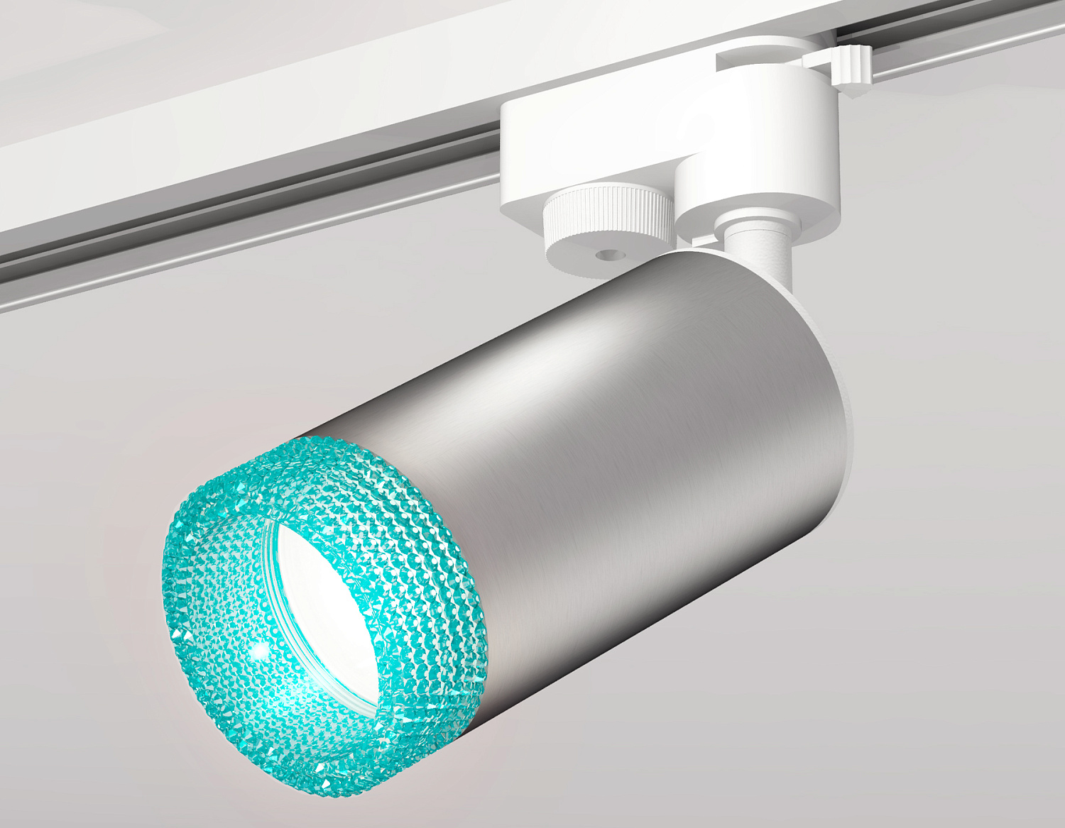 Комплект трекового однофазного светильника с композитным хрусталем XT6324002 SSL/SWH/BL серебро песок/белый песок/голубой MR16 GU5.3 (A2520, C6324, N6153)