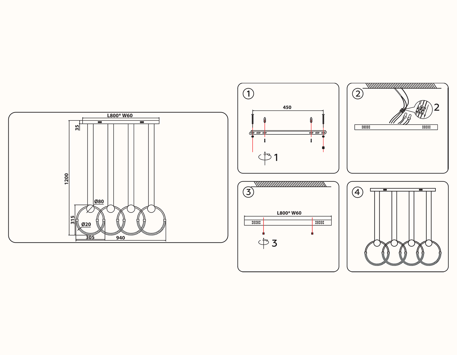 Подвесной светодиодный светильник FL10598/4 WH/CH белый/хром 4200K 45W 940*20*1200 (Без ПДУ)