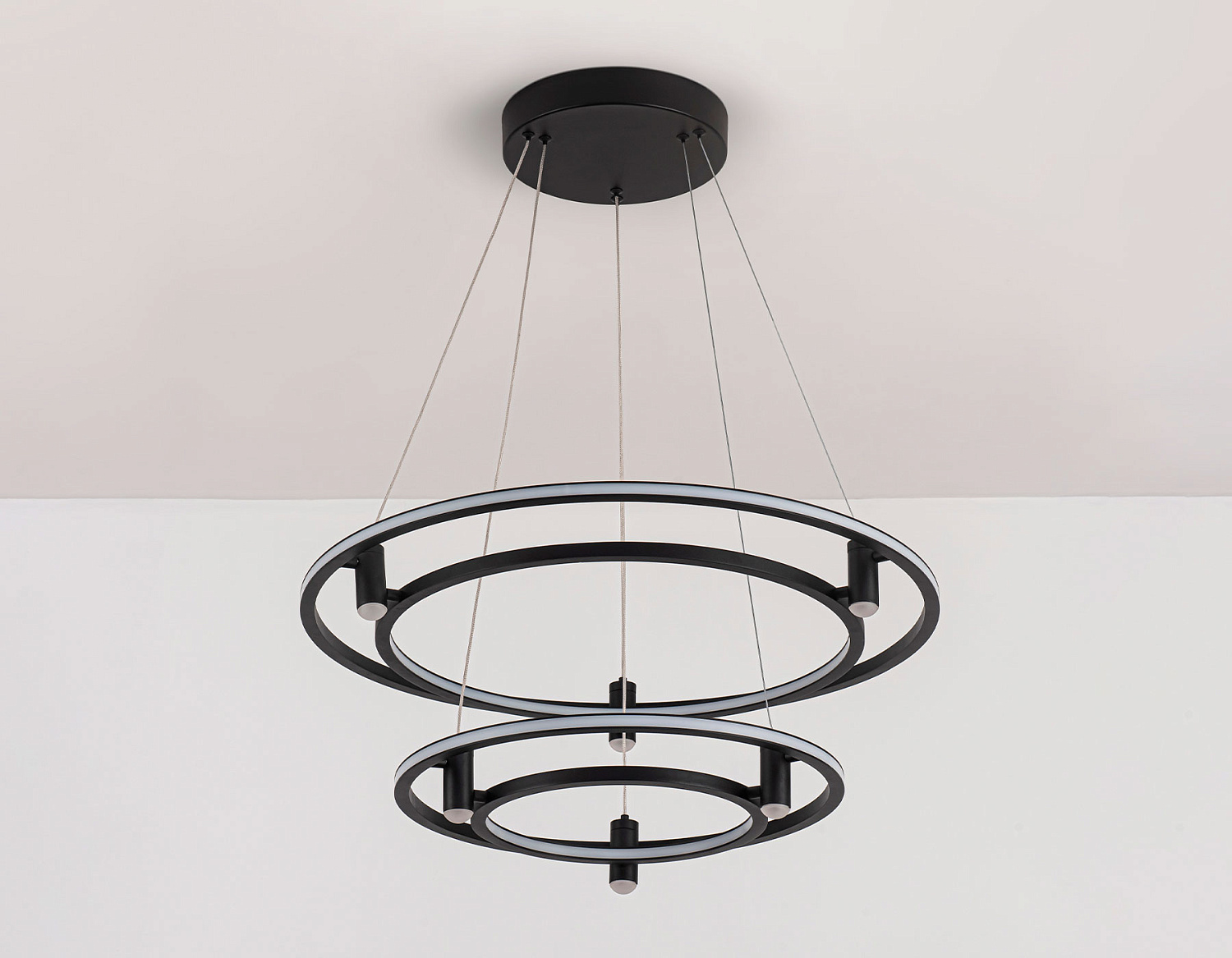 Подвесной светодиодный светильник FL5544/2+6 BK черный 90W 3000K/4200K/6400K D600/400*1300 (без ПДУ)