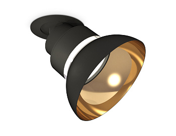 Комплект встраиваемого поворотного светильника XM8102601 SBK/PYG/CL черный песок/золото желтое полированное/прозрачный GX53