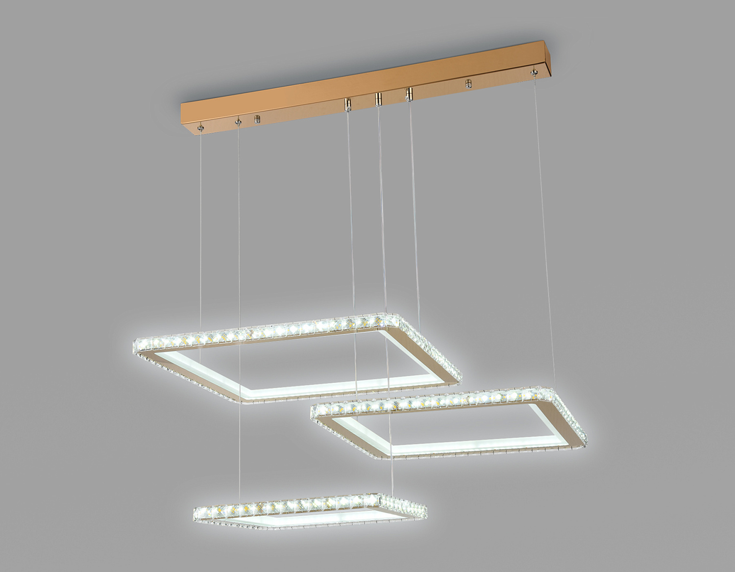 Управляемый подвесной светодиодный светильник FA1761/3 GD золото 180W 3000K+6400K/3000K/6400K/4200K+4200K 680*460*740 (ПДУ РАДИО 2.4G)