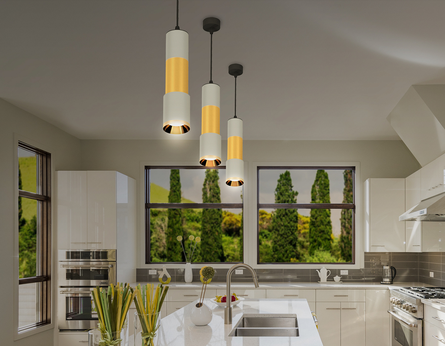 Комплект подвесного светильника XP7423040 SGR/PYG серый песок/золото желтое полированное MR16 GU5.3