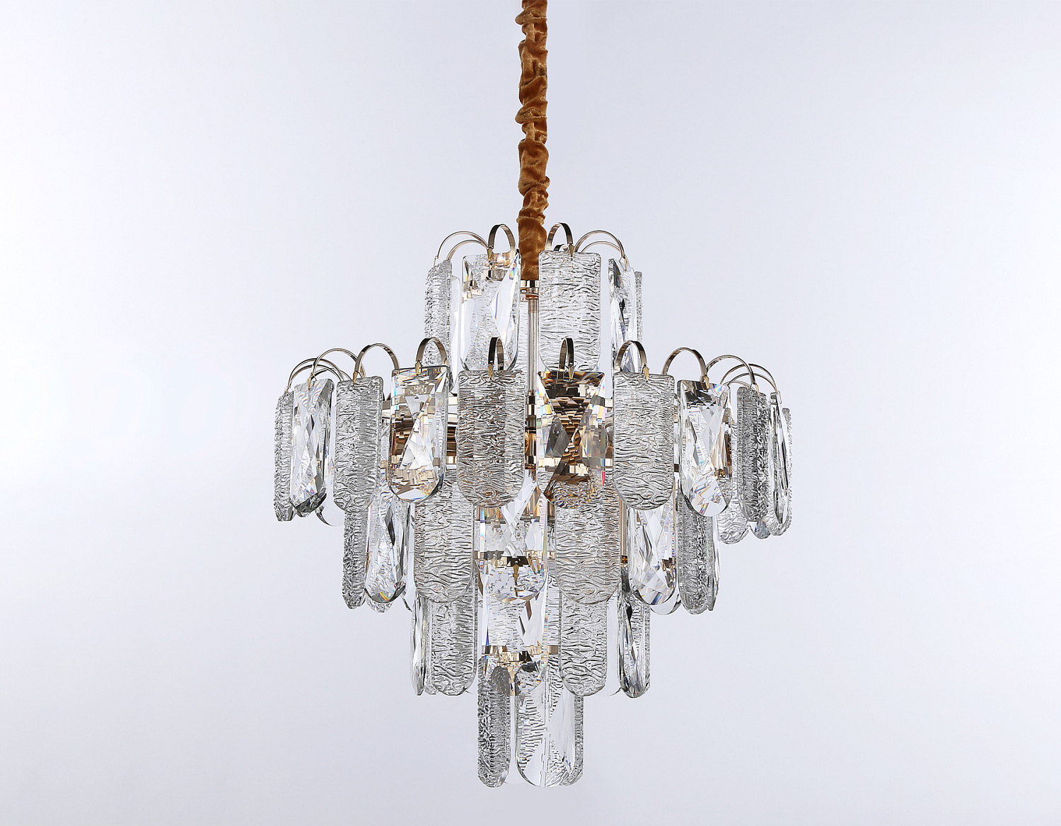 Подвесная люстра с хрусталем TR5231/9 SGD/CL/FR золото/прозрачный/белый матовый E27*9 max 40W D500*530