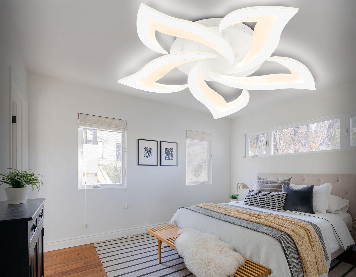 Потолочный светодиодный светильник с пультом FA4471/5 WH белый 56W 3000K/4200K/6400K D640*80 (ПДУ ИК)