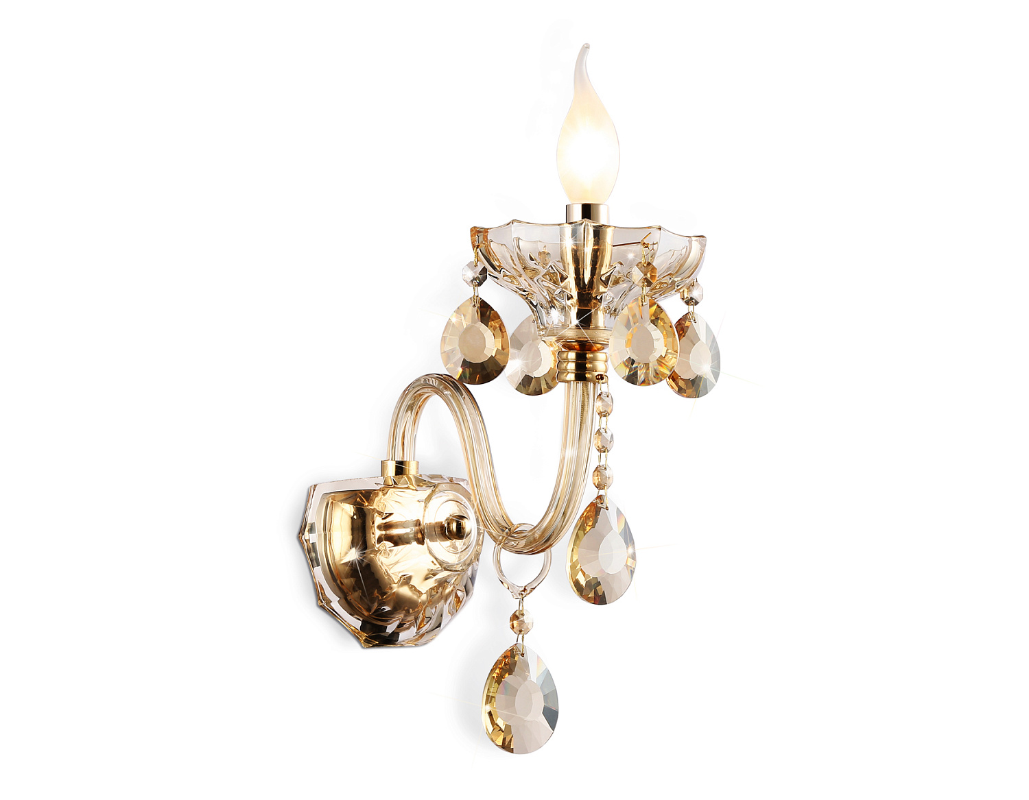 Настенный классический светильник с хрусталем TR4912 GD/TI золото/янтарь E14 max 40W 294*160*246