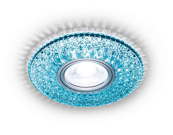 Встраиваемый точечный светильник MR16 с LED подсветкой S333 BL/WH хром/лазурный/MR16+3W(LED WHITE 4200K)