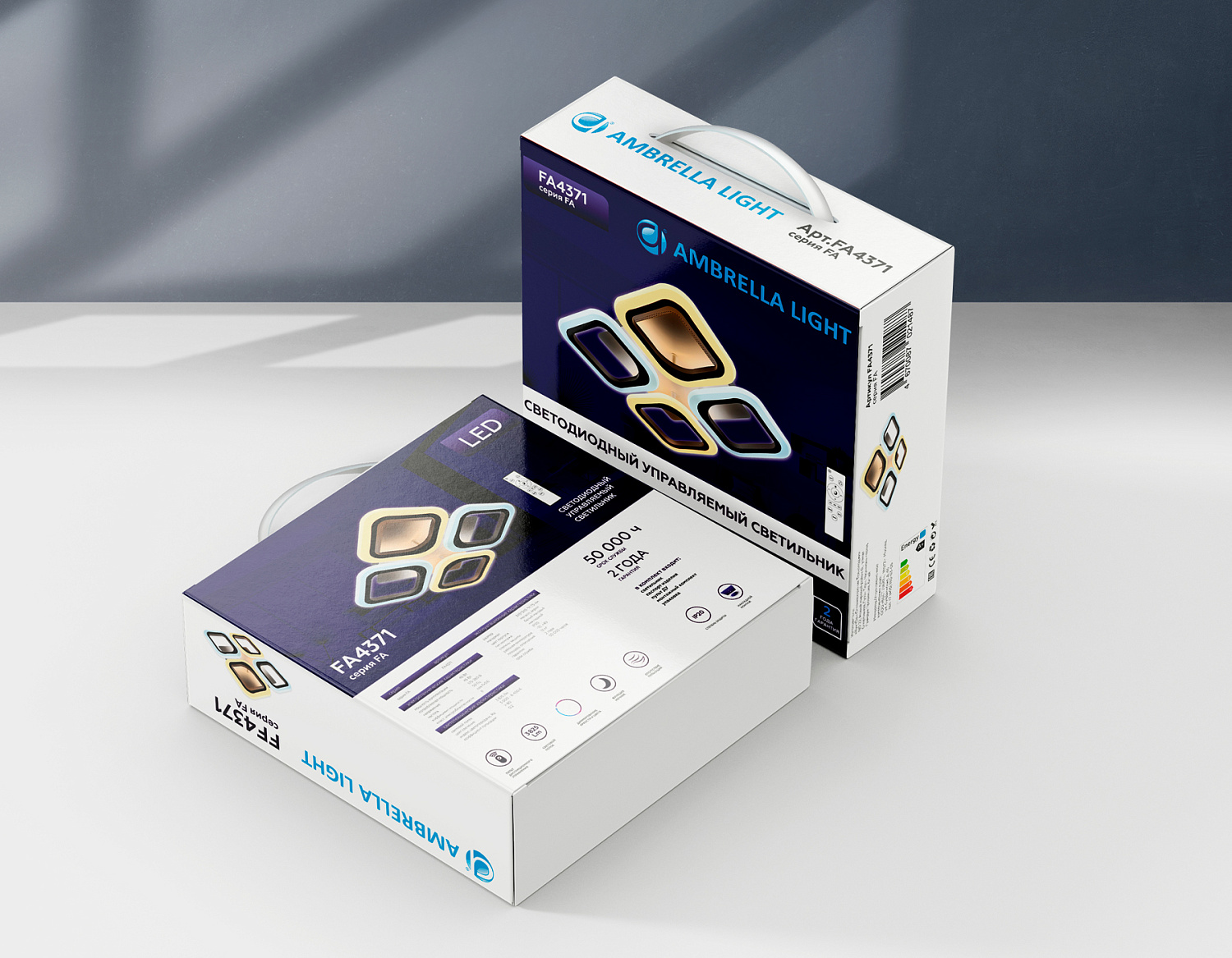 Потолочный светодиодный светильник с пультом FA4371/4 WH белый 4200K/3000K+6400K/6400K+3000K 45W 345*345*75 (ПДУ ИК)