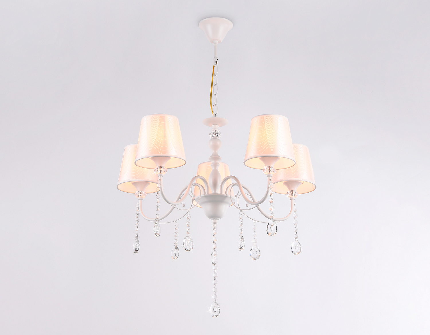 Подвесная люстра с абажуром и хрусталем TR4603/5 WH белый E27/5 max 40W D620*865